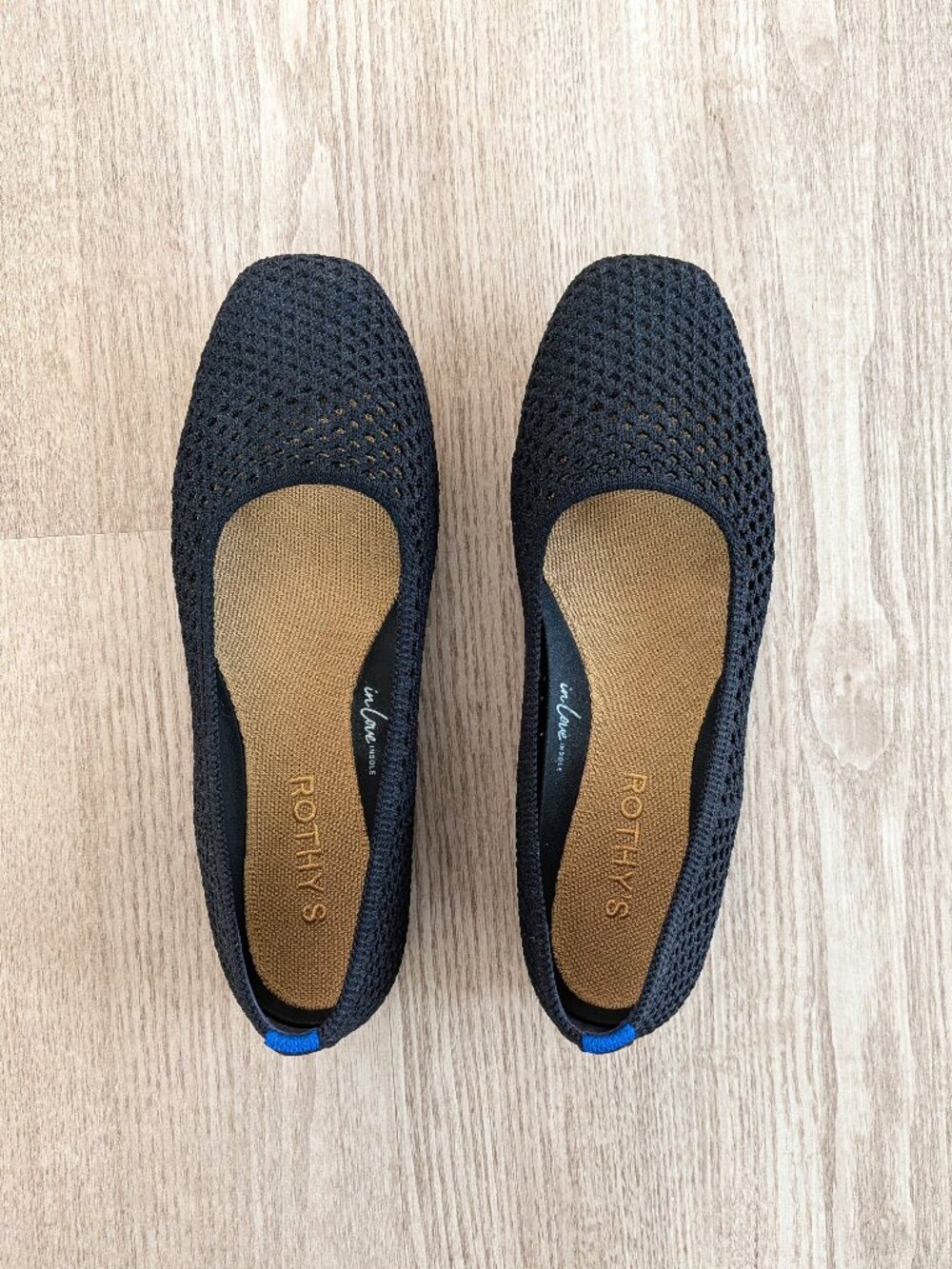 Unworn Rothy's Max Square Black Mesh Flats 7.5